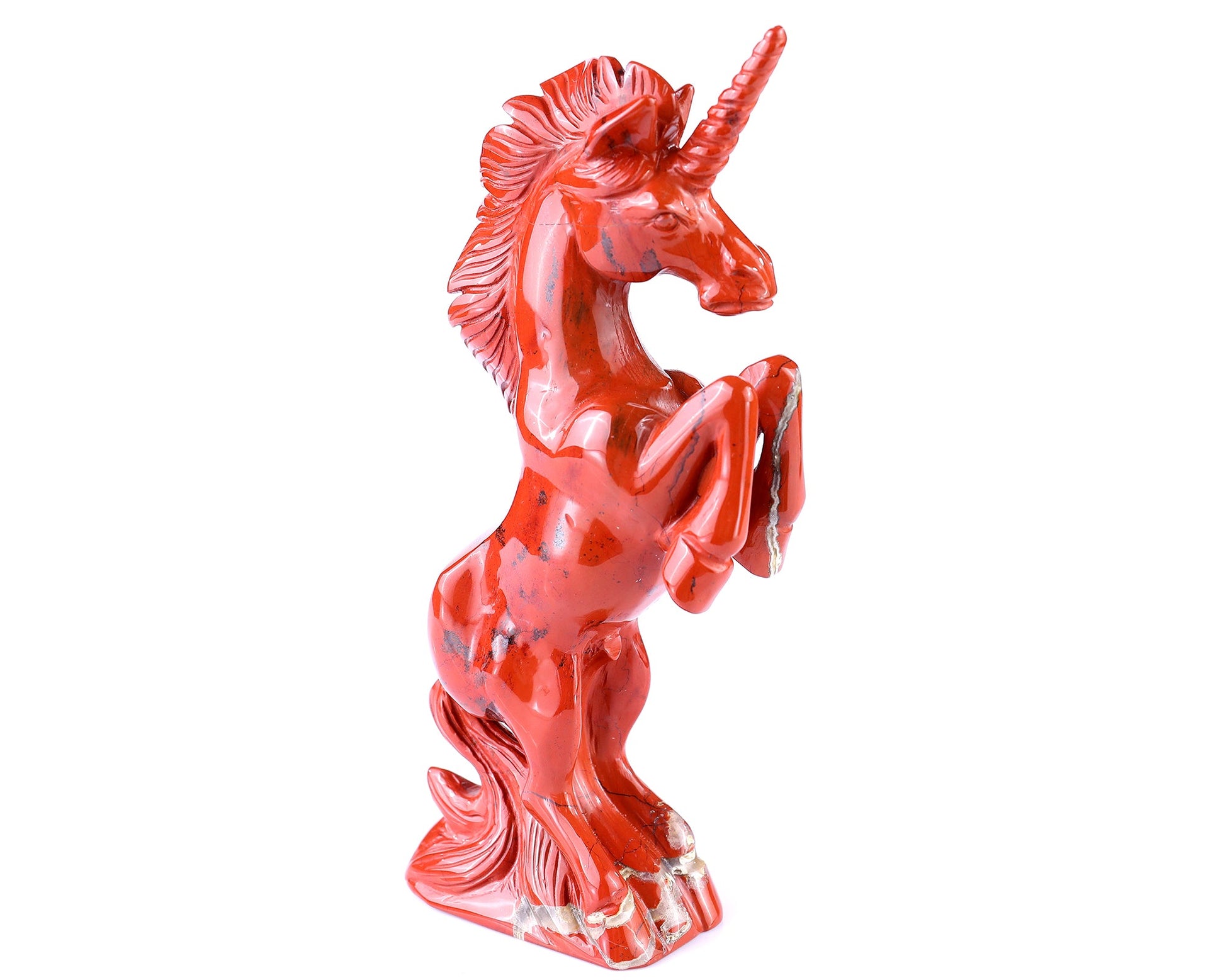 Nicedony 6.6" Red Jasper Hand Carved Crystal Unicorn Sculpture