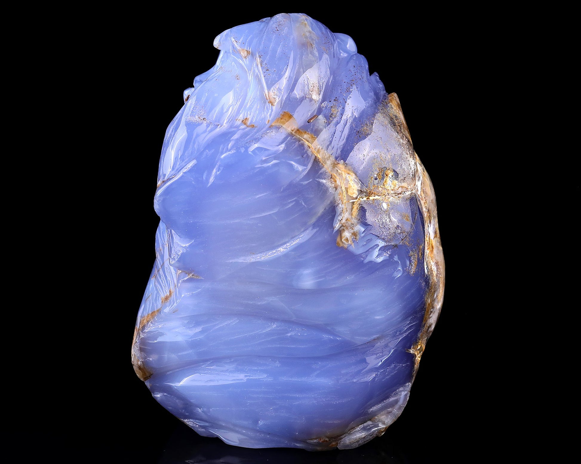 Nicedony 6.7" Blue Chalcedony Hand Carved Crystal Lion Head Sculpture - View 5