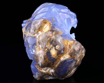 Nicedony 6.7" Blue Chalcedony Hand Carved Crystal Lion Head Sculpture - View 3