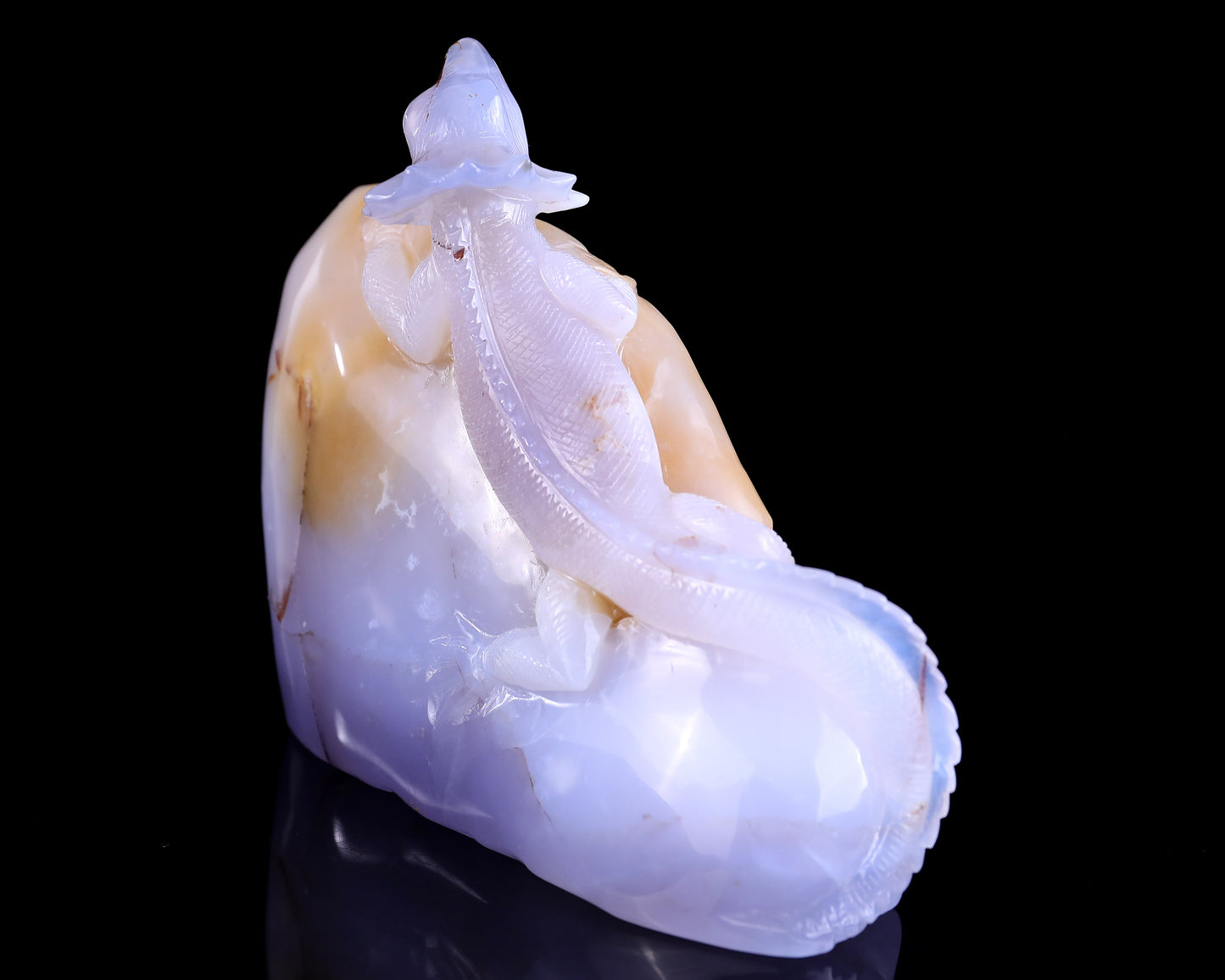 Nicedony 6.7" Blue Chalcedony Hand Carved Crystal Lizard Sculpture - View 4