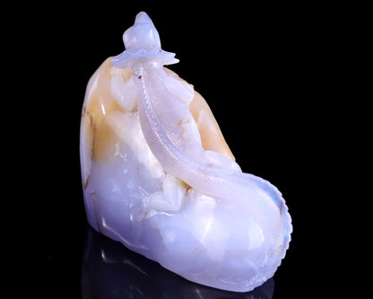 Nicedony 6.7" Blue Chalcedony Hand Carved Crystal Lizard Sculpture - View 4