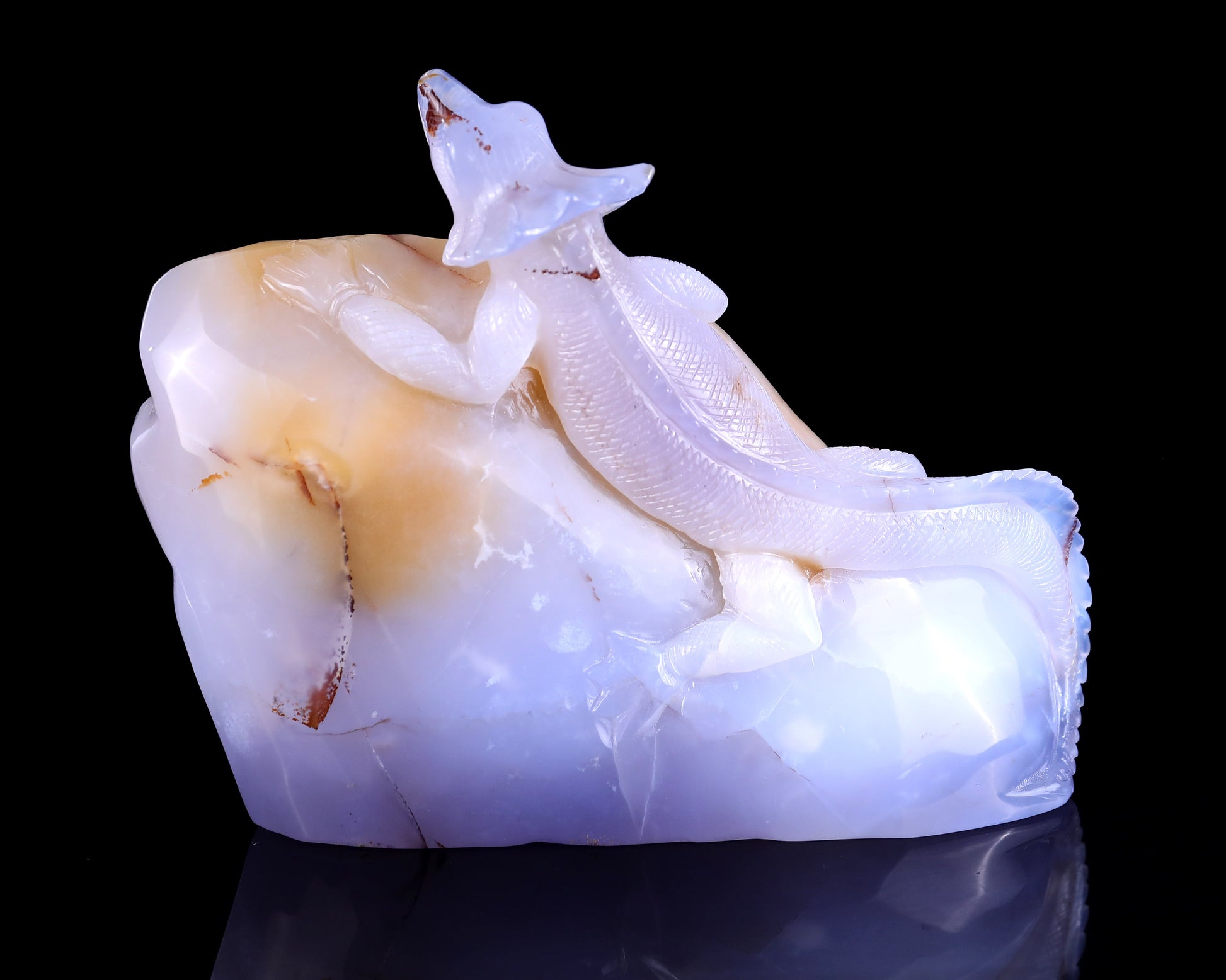 Nicedony 6.7" Blue Chalcedony Hand Carved Crystal Lizard Sculpture - View 5