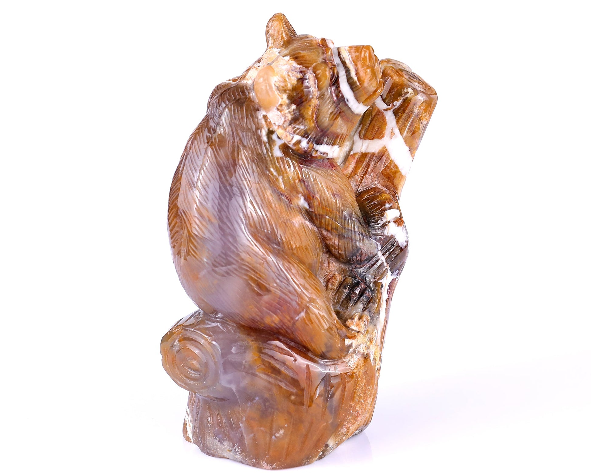 Nicedony 6.7" Chalcedony Hand Carved Crystal Bear Sculpture - View 3