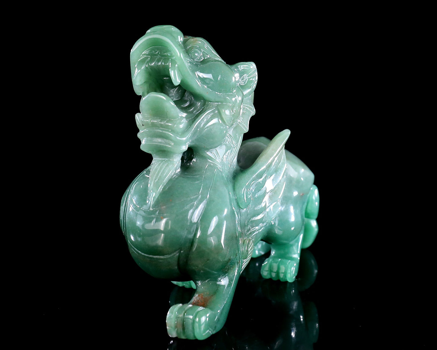Nicedony 6.7" Green Aventurine Hand Carved Crystal Kylin Sculpture - View 5