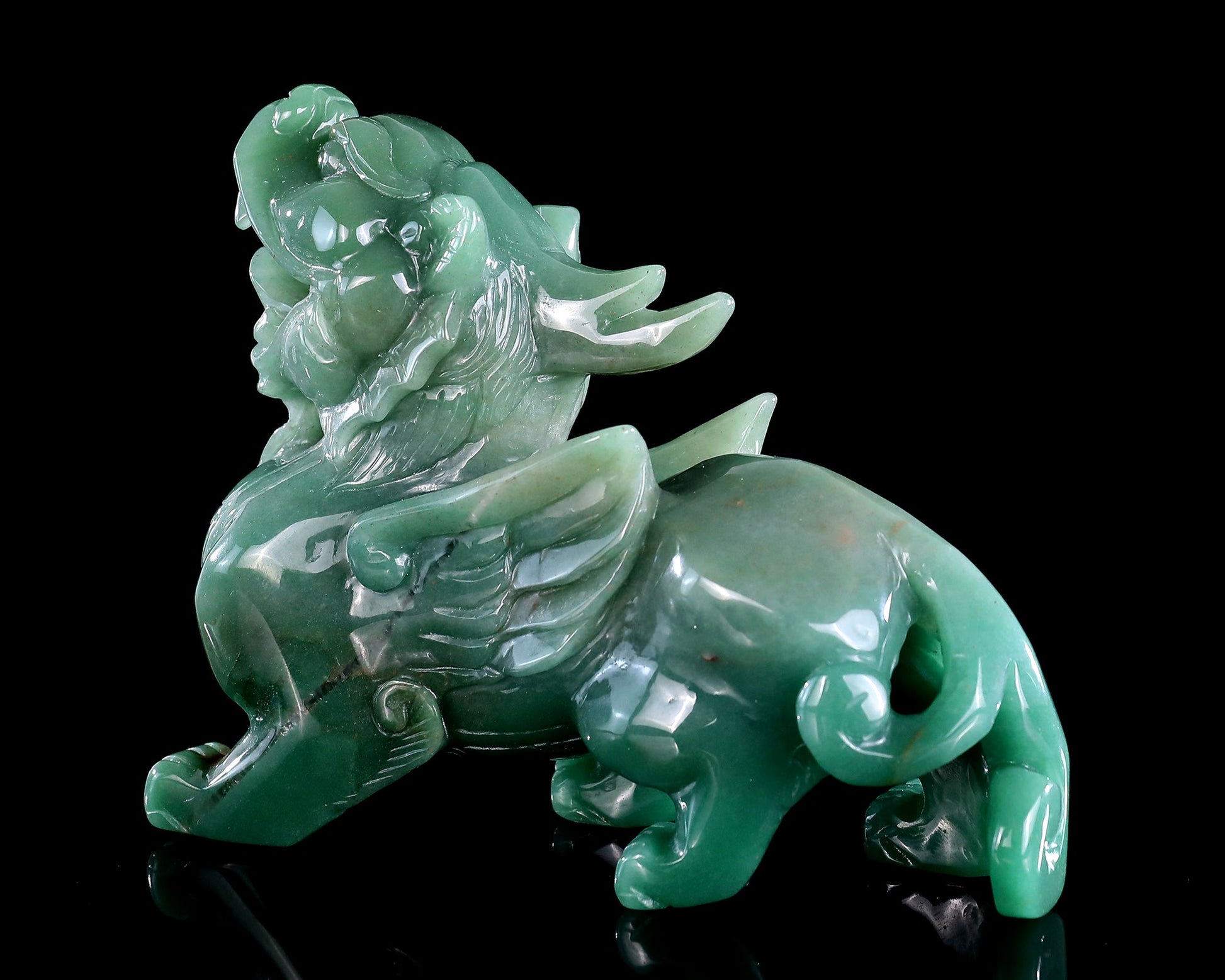 Nicedony 6.7" Green Aventurine Hand Carved Crystal Kylin Sculpture - View 8