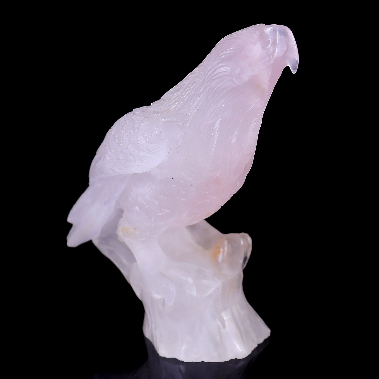 Nicedony 6.7" Rose Quartz Hand Carved Crystal Parrot Sculpture - View 3