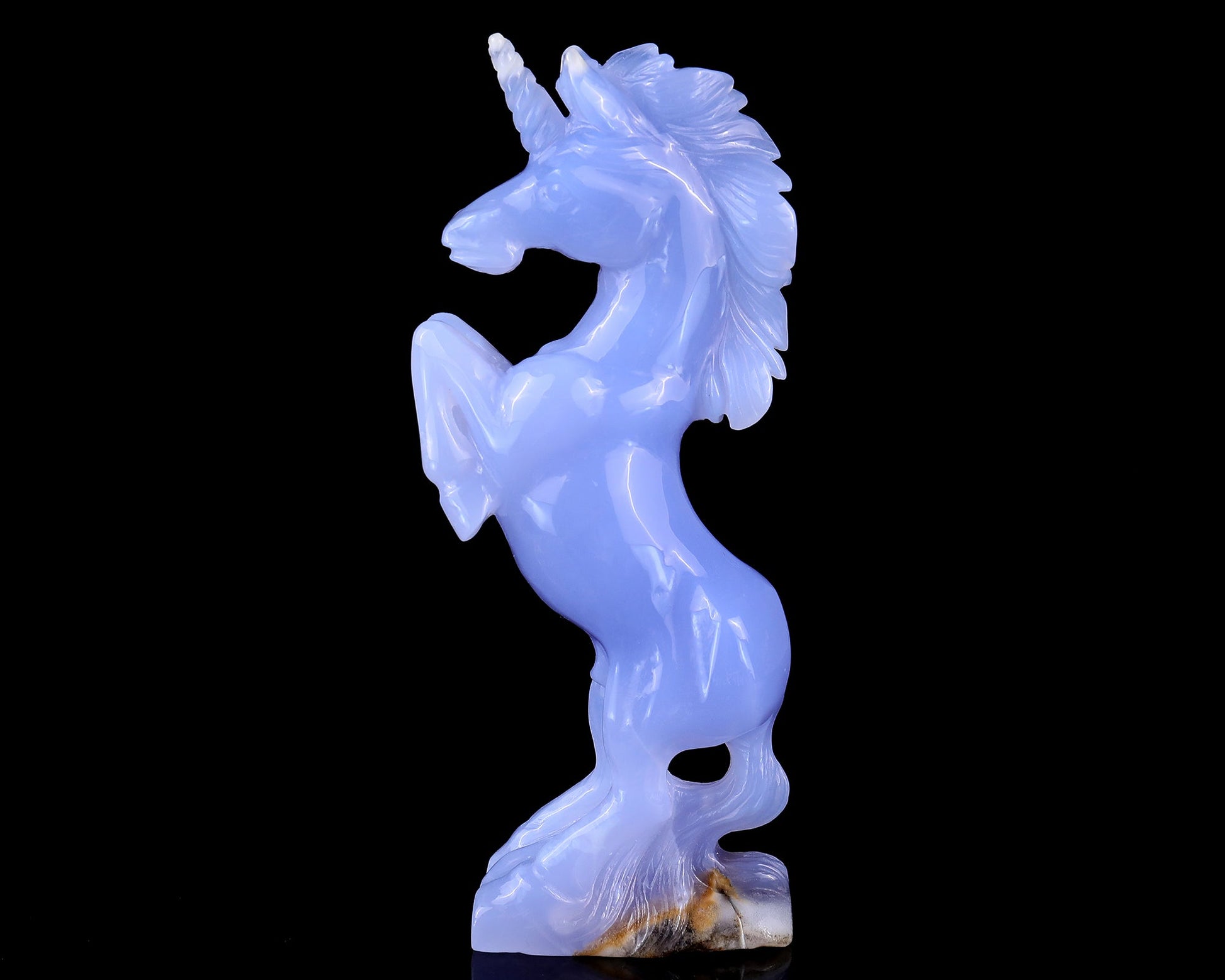 Nicedony 6.8" Blue Chalcedony Hand Carved Crystal Unicorn Sculpture - View 3