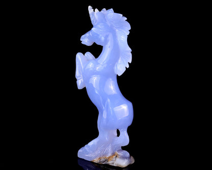 Nicedony 6.8" Blue Chalcedony Hand Carved Crystal Unicorn Sculpture - View 2