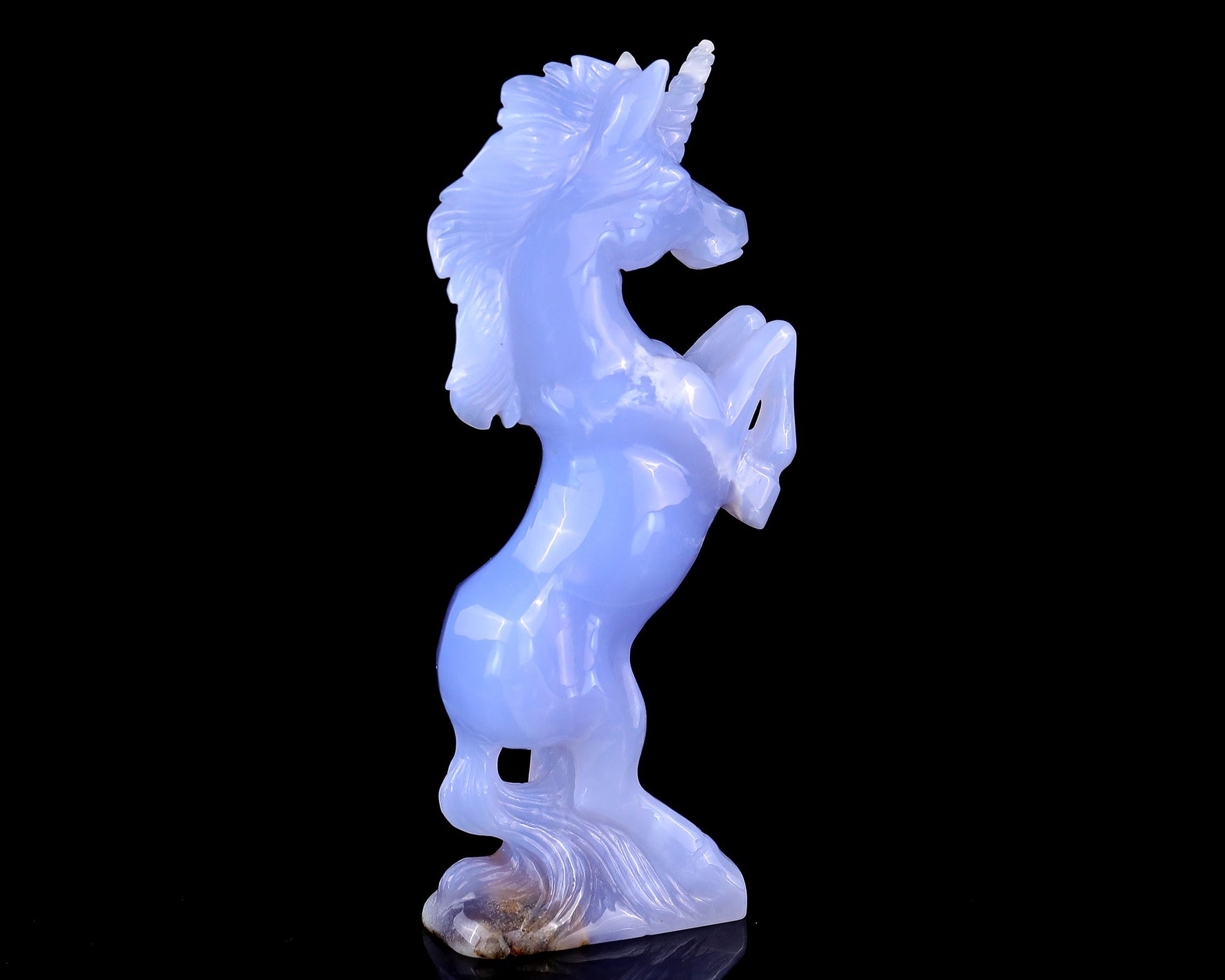 Nicedony 6.8" Blue Chalcedony Hand Carved Crystal Unicorn Sculpture - View 4