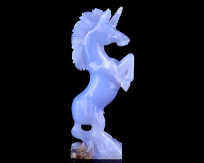 Nicedony 6.8" Blue Chalcedony Hand Carved Crystal Unicorn Sculpture - View 5