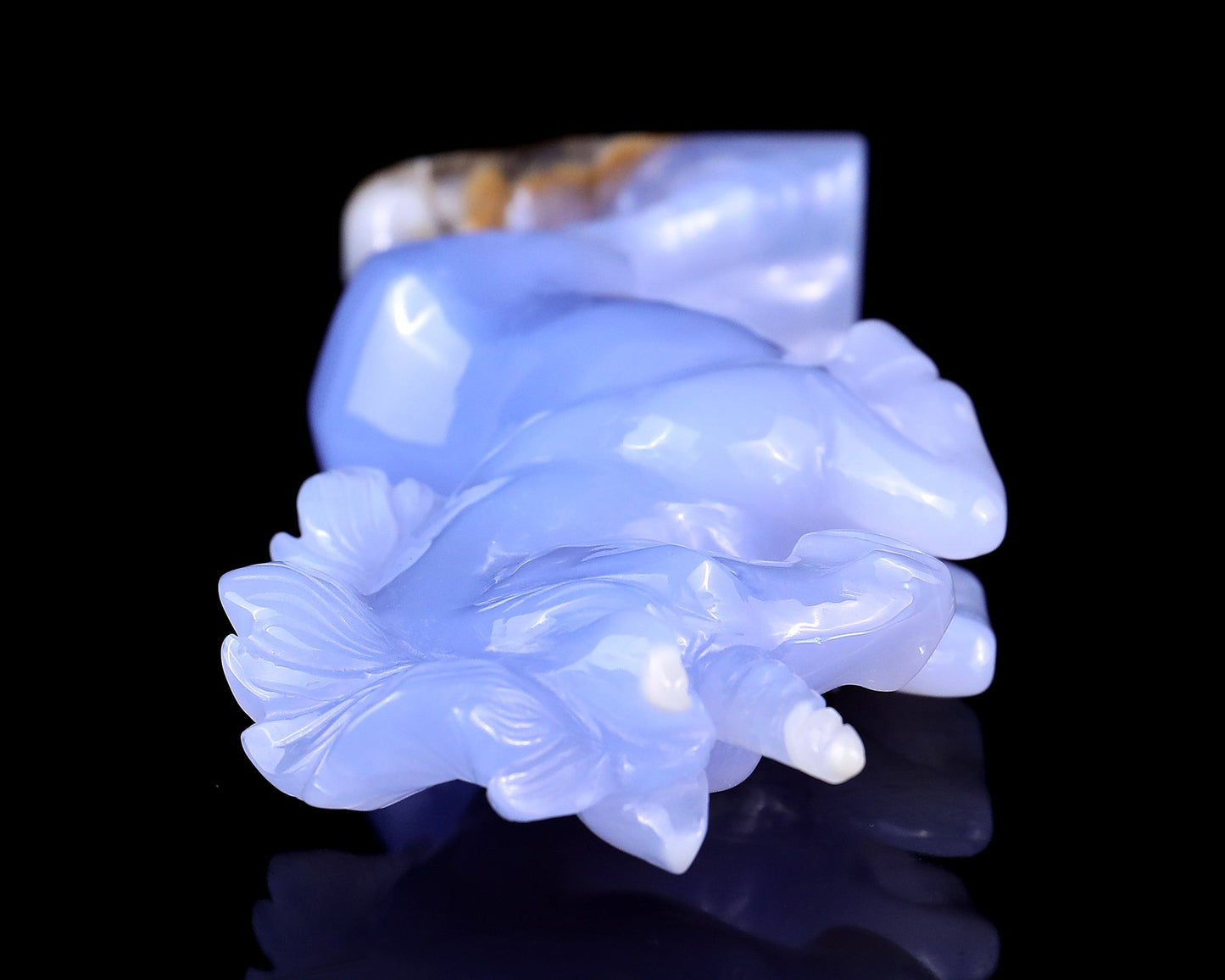 Nicedony 6.8" Blue Chalcedony Hand Carved Crystal Unicorn Sculpture - View 9