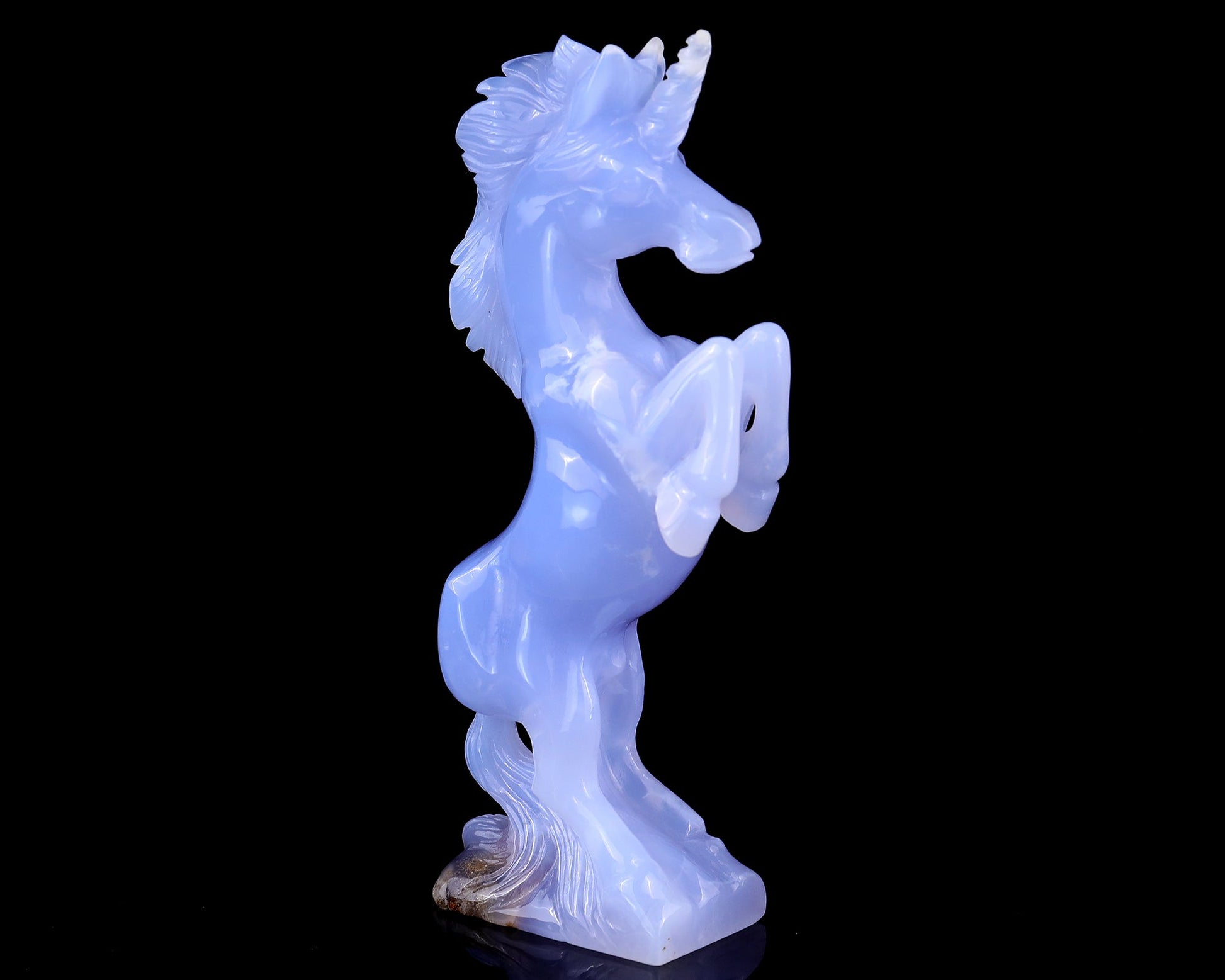 Nicedony 6.8" Blue Chalcedony Hand Carved Crystal Unicorn Sculpture - View 10