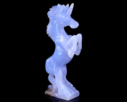 Nicedony 6.8" Blue Chalcedony Hand Carved Crystal Unicorn Sculpture - View 10