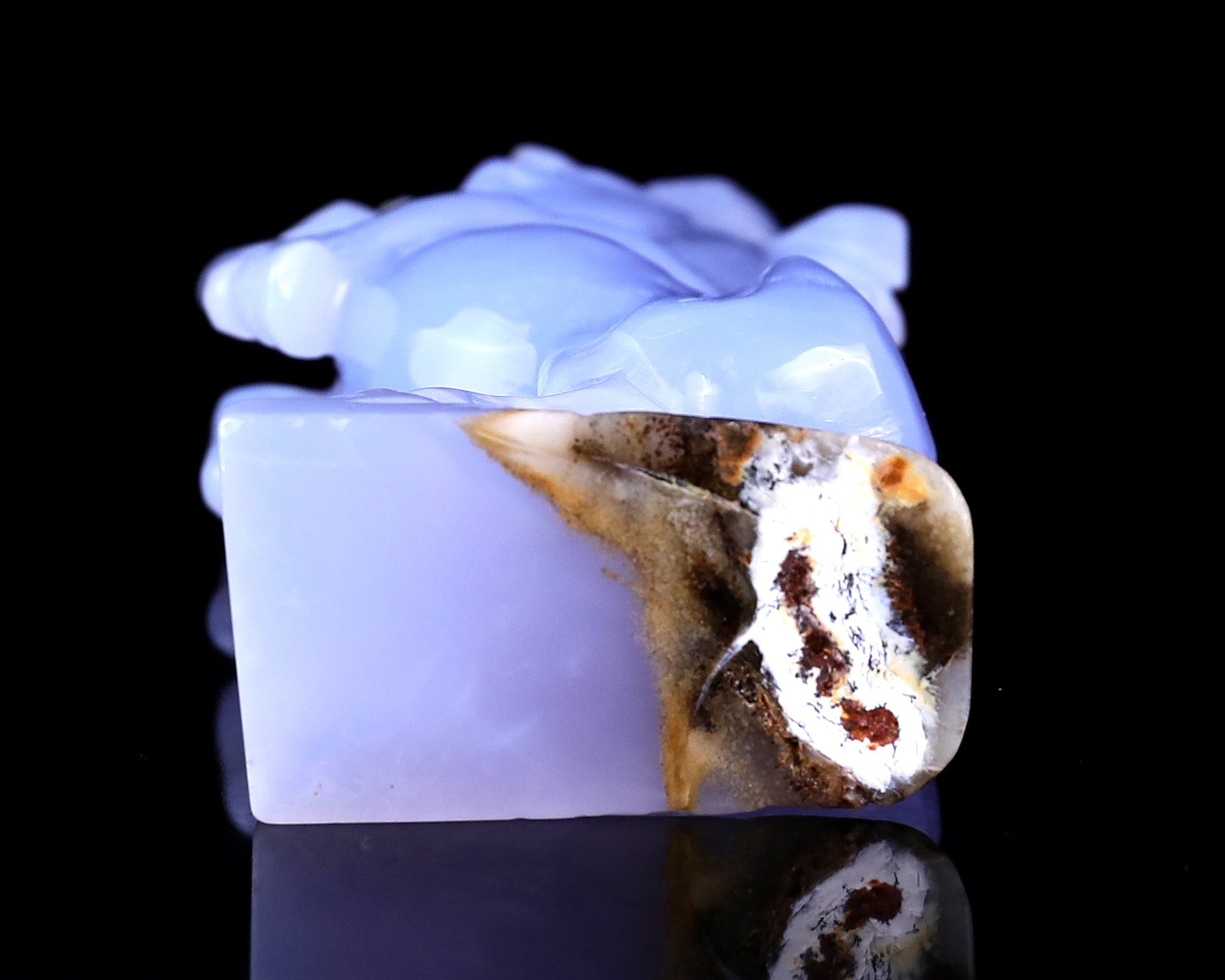 Nicedony 6.8" Blue Chalcedony Hand Carved Crystal Unicorn Sculpture - View 8