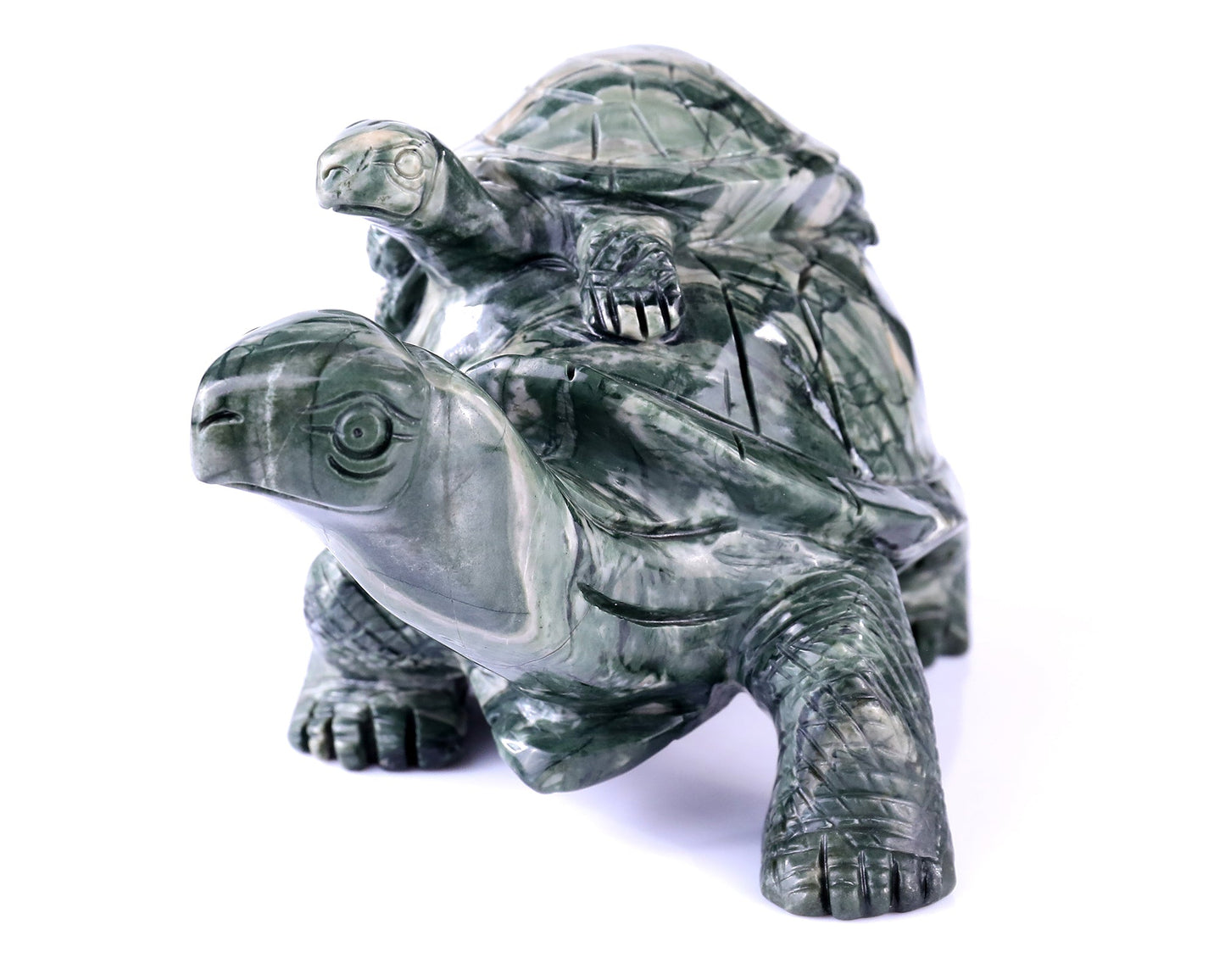 Nicedony 6.8" Jiulong Jade Hand Carved Crystal Turtles Sculpture - View 8