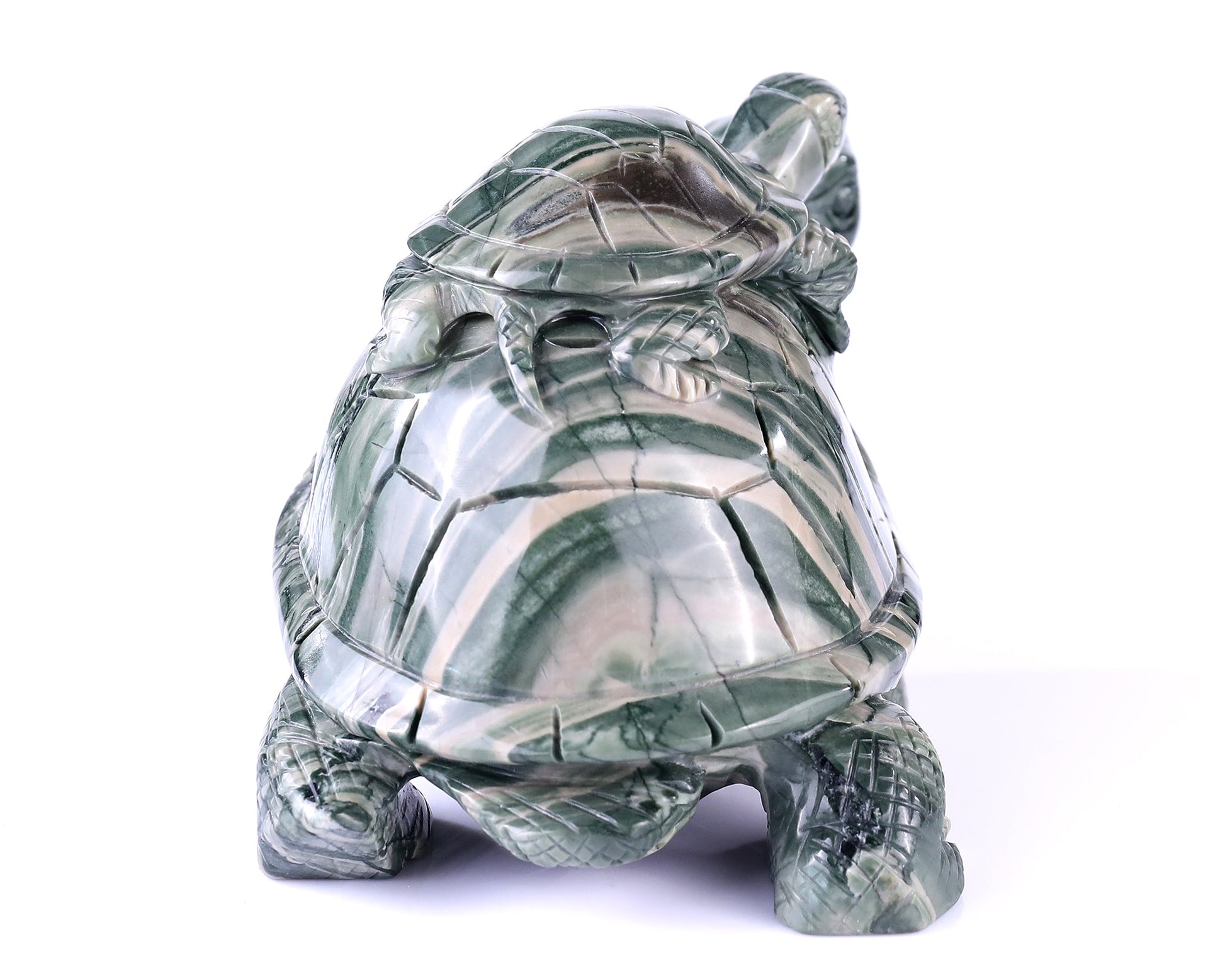 Nicedony 6.8" Jiulong Jade Hand Carved Crystal Turtles Sculpture - View 6