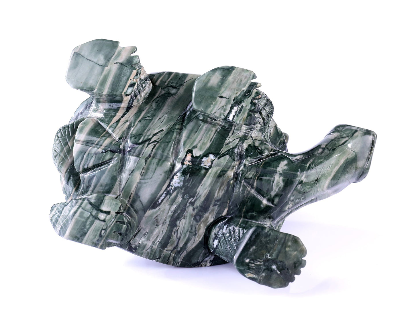 Nicedony 6.8" Jiulong Jade Hand Carved Crystal Turtles Sculpture - View 9