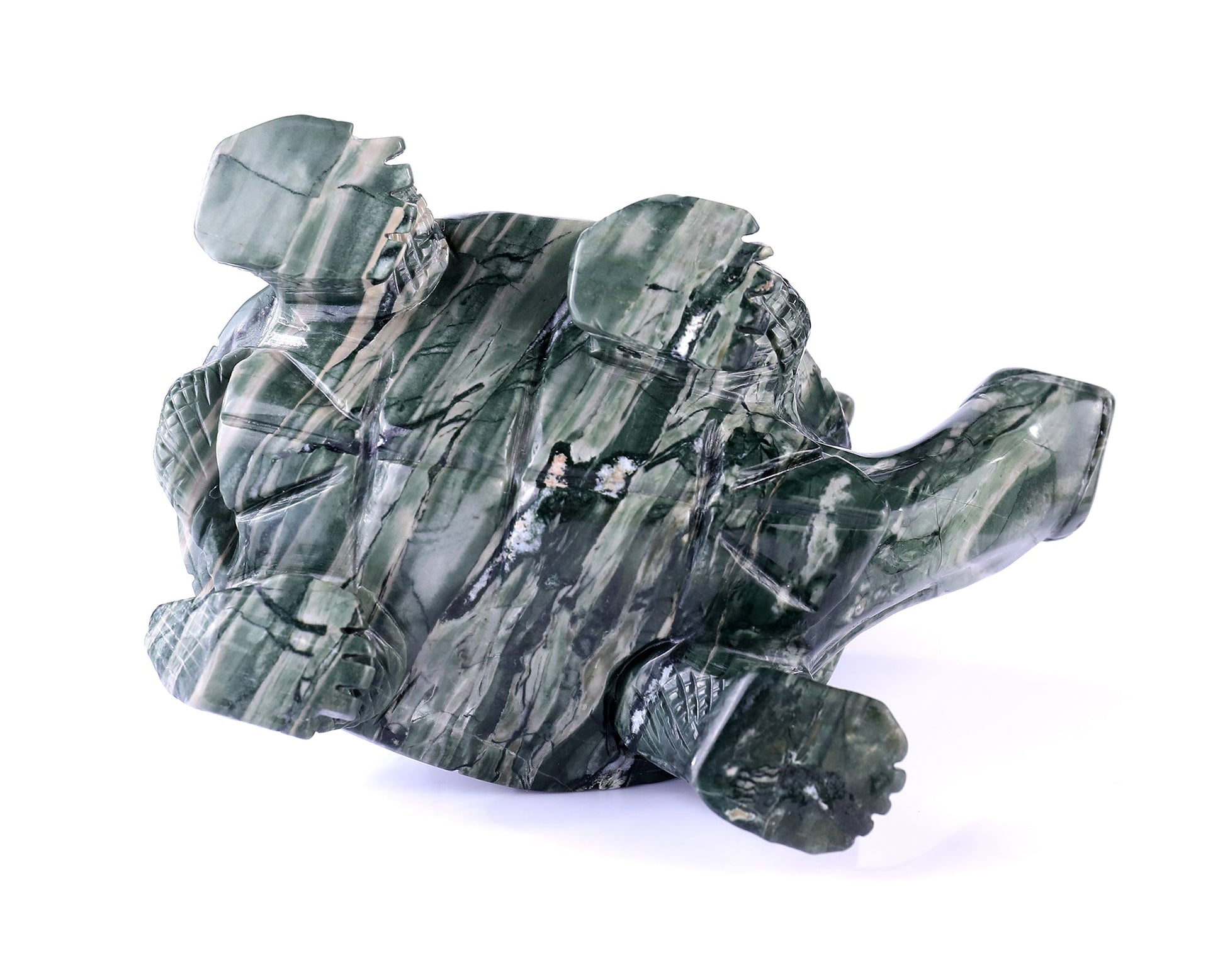 Nicedony 6.8" Jiulong Jade Hand Carved Crystal Turtles Sculpture - View 9