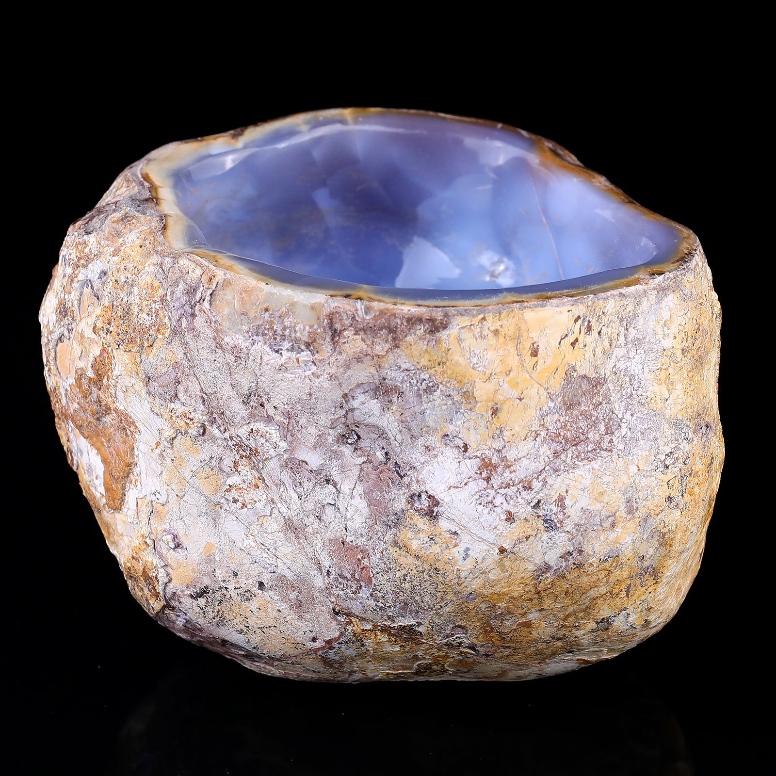 Nicedony 6.9" Blue Chalcedony Hand Carved Crystal Bowl - View 7