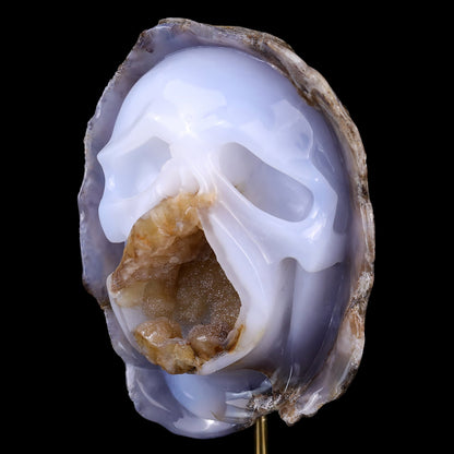 Nicedony 6.9" Blue Chalcedony Hand Carved Skull Sculpture - View 9
