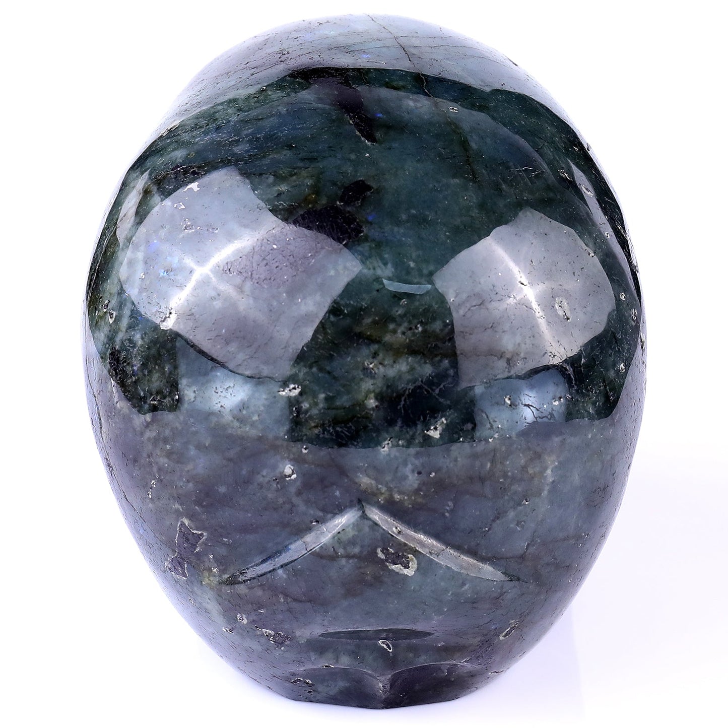 Nicedony 6.9" Blue Labradorite Hand Carved Realistic Skull Sculpture - View 6
