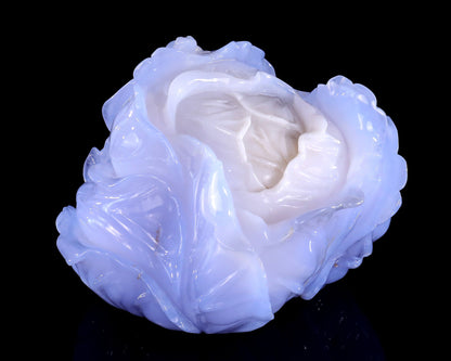 Nicedony 6.9" Natural Blue Chalcedony Hand Carved Crystal Cabbage Sculpture - View 3