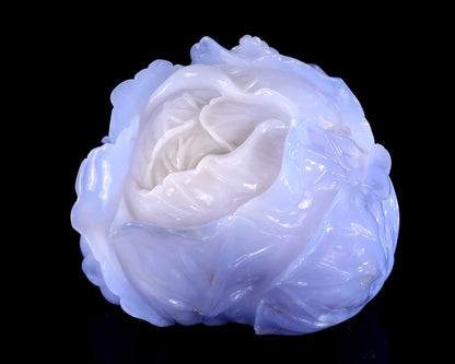 Nicedony 6.9" Natural Blue Chalcedony Hand Carved Crystal Cabbage Sculpture - View 2