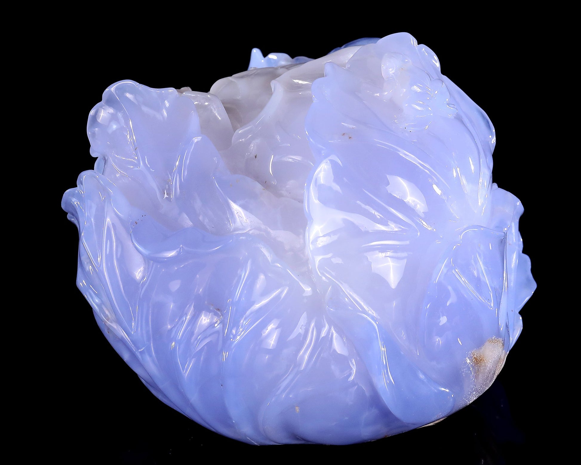 Nicedony 6.9" Natural Blue Chalcedony Hand Carved Crystal Cabbage Sculpture - View 5