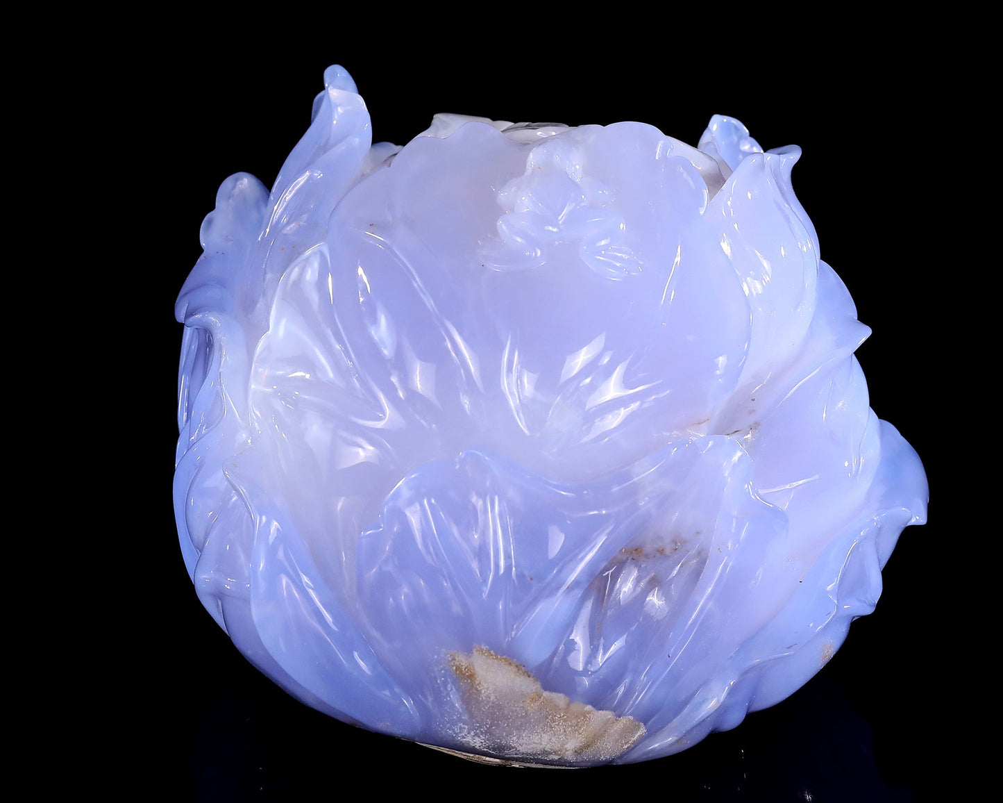 Nicedony 6.9" Natural Blue Chalcedony Hand Carved Crystal Cabbage Sculpture - View 6
