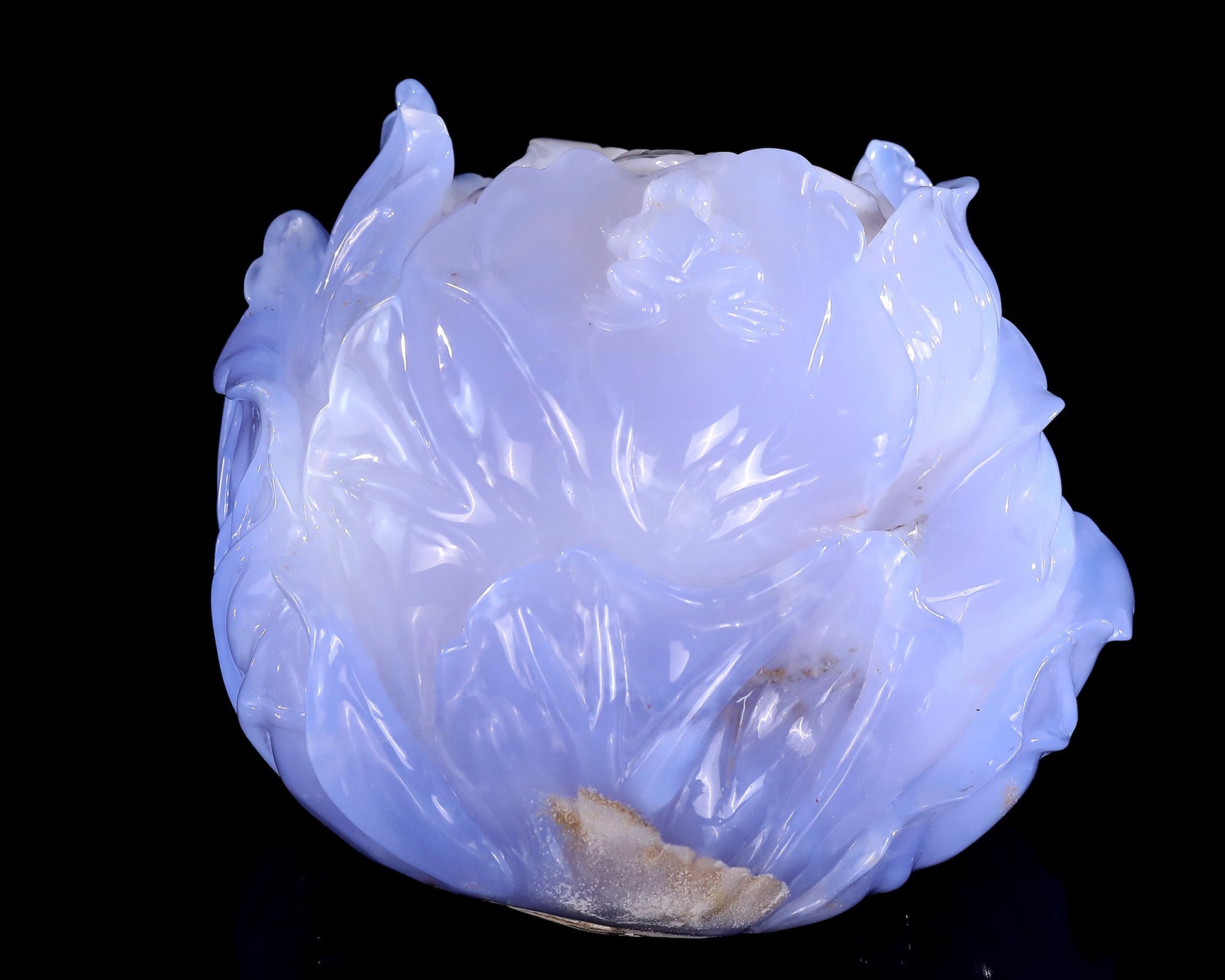 Nicedony 6.9" Natural Blue Chalcedony Hand Carved Crystal Cabbage Sculpture - View 6