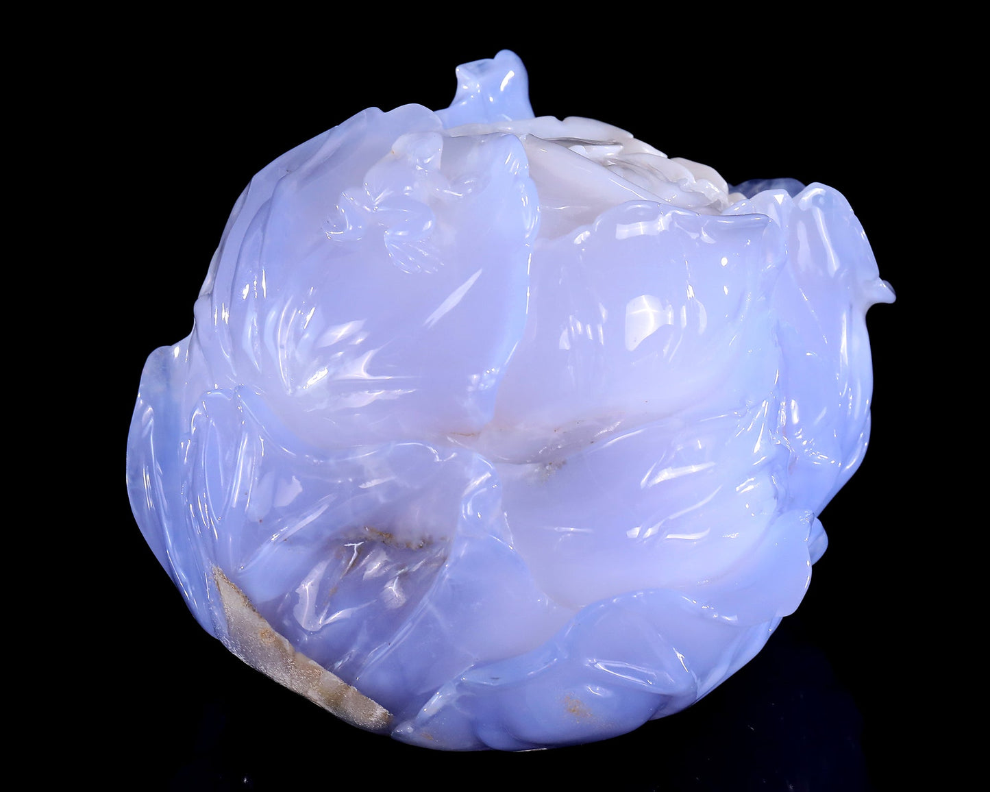 Nicedony 6.9" Natural Blue Chalcedony Hand Carved Crystal Cabbage Sculpture - View 7