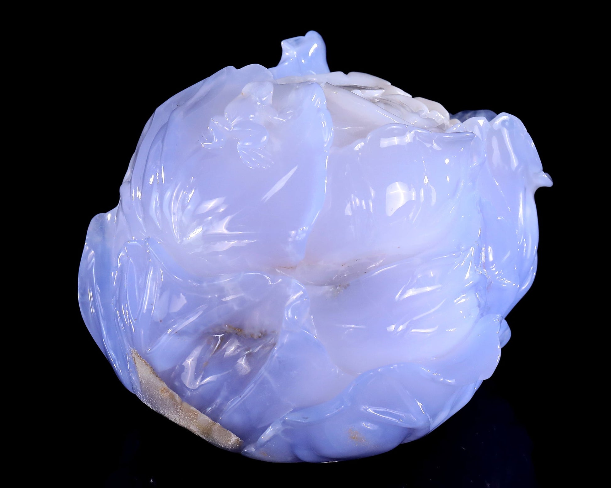 Nicedony 6.9" Natural Blue Chalcedony Hand Carved Crystal Cabbage Sculpture - View 7