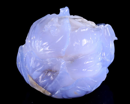 Nicedony 6.9" Natural Blue Chalcedony Hand Carved Crystal Cabbage Sculpture - View 7