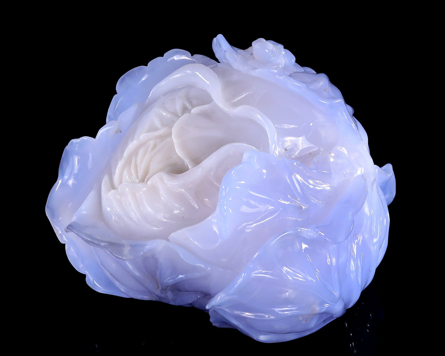 Nicedony 6.9" Natural Blue Chalcedony Hand Carved Crystal Cabbage Sculpture - View 8