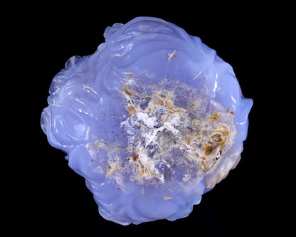 Nicedony 6.9" Natural Blue Chalcedony Hand Carved Crystal Cabbage Sculpture - View 9