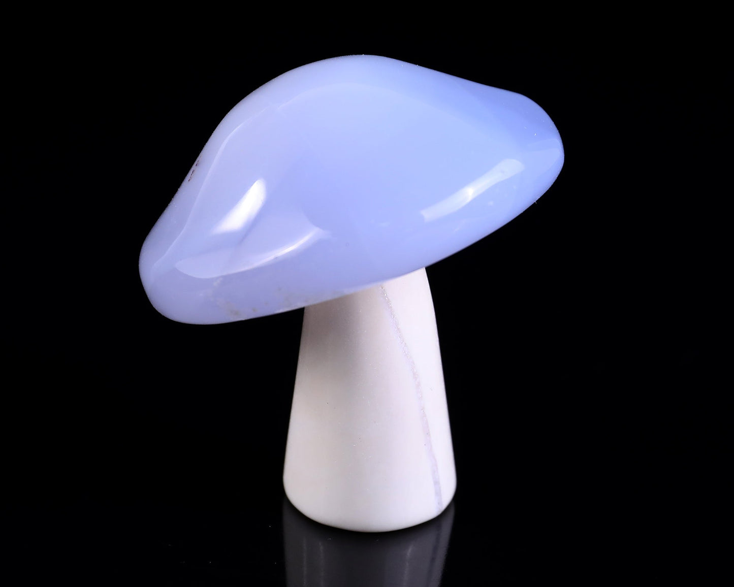 Nicedony 60mm Blue Chalcedony Hand Carved Crystal Mushroom Sculpture - View 2