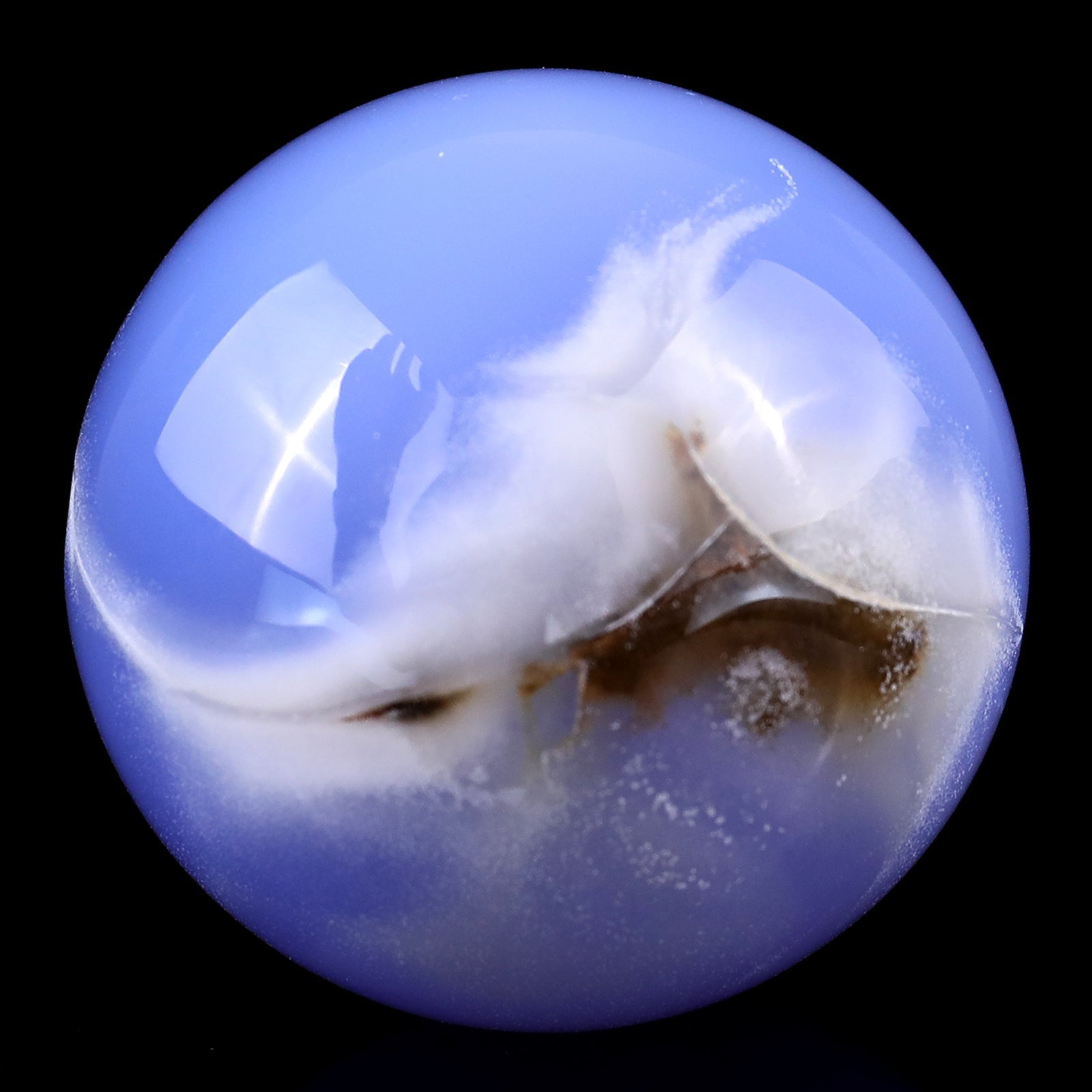 Nicedony 60mm Blue Chalcedony Hand Carved Crystal Sphere - View 3