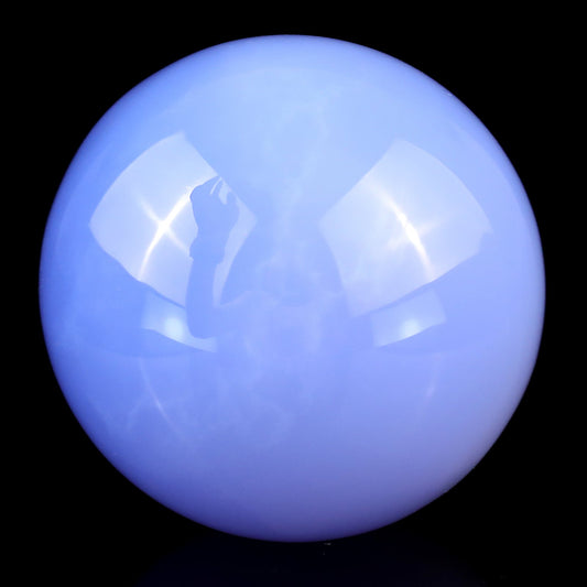 Nicedony 65mm Blue Chalcedony Hand Carved Crystal Sphere