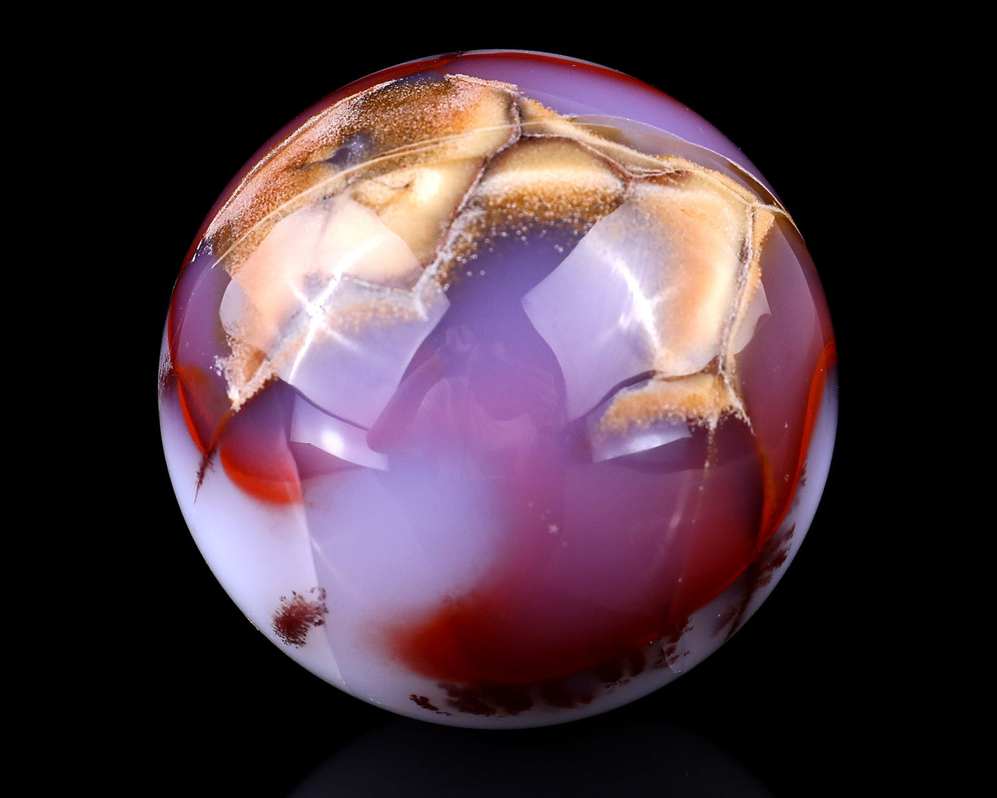 Nicedony 65mm Blue Chalcedony Hand Carved Crystal Sphere - #3100025