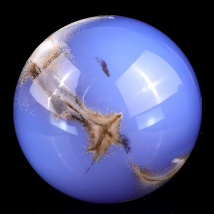 Nicedony 65mm Blue Chalcedony Hand Carved Crystal Sphere - View 9