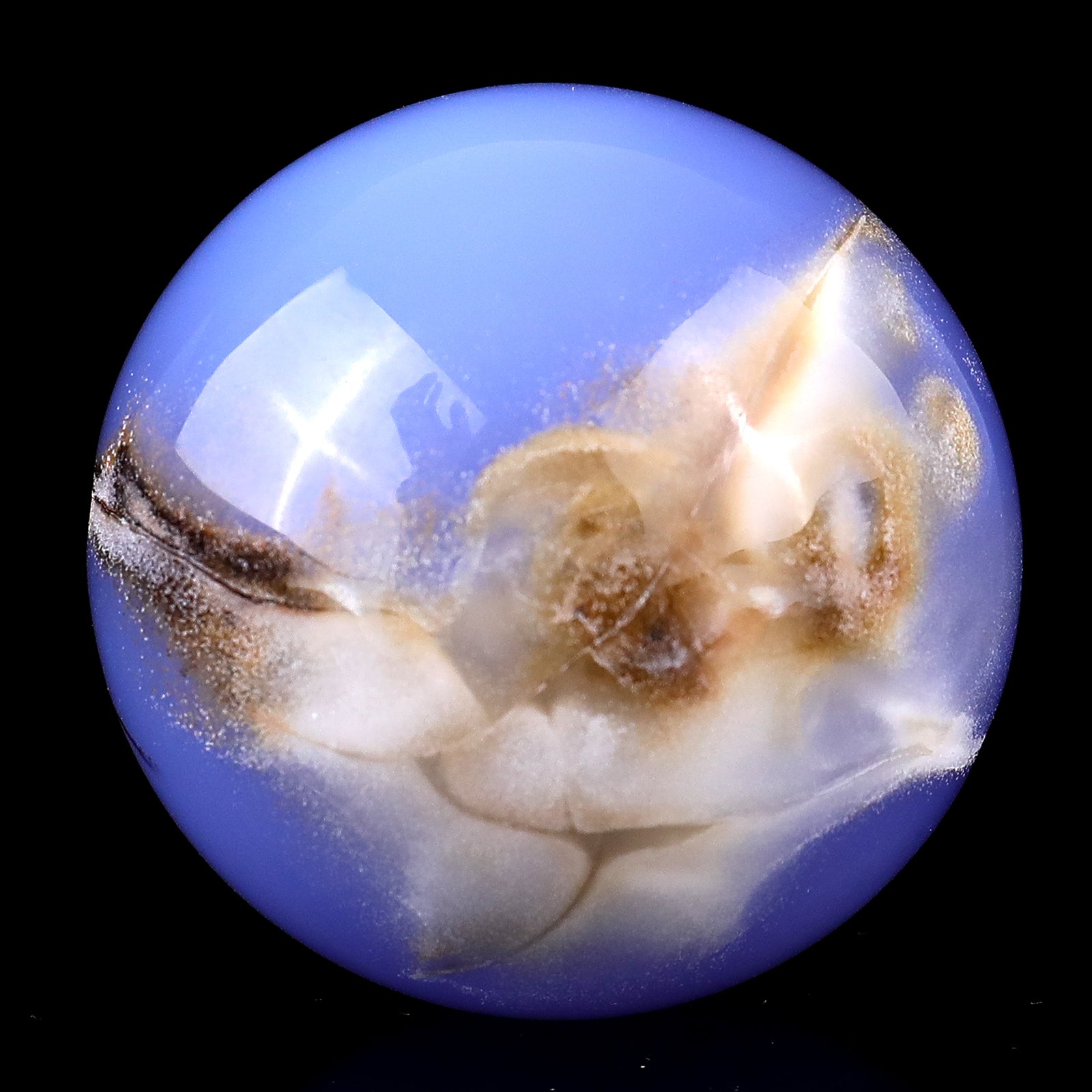 Nicedony 65mm Blue Chalcedony Hand Carved Crystal Sphere - View 7