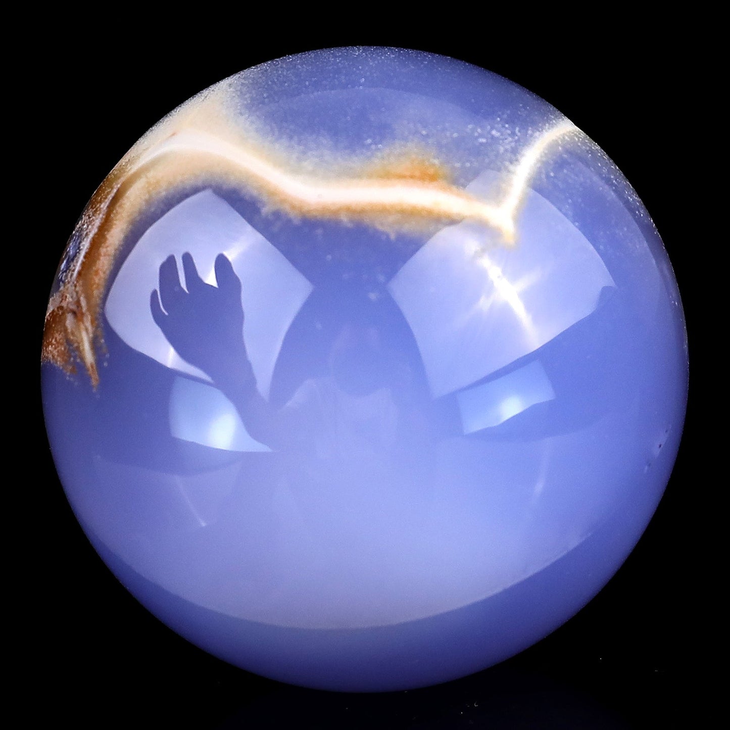 Nicedony 65mm Blue Chalcedony Hand Carved Crystal Sphere - View 13