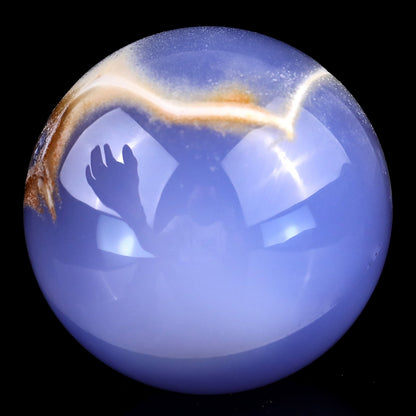 Nicedony 65mm Blue Chalcedony Hand Carved Crystal Sphere - View 13