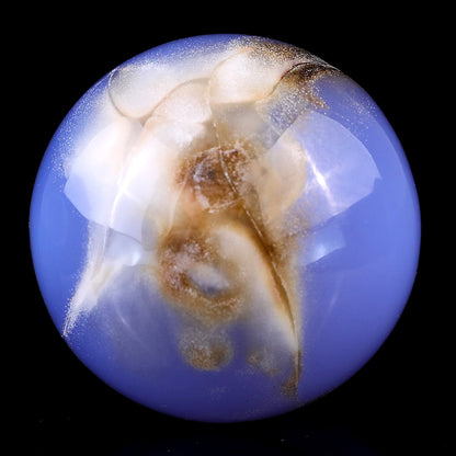 Nicedony 65mm Blue Chalcedony Hand Carved Crystal Sphere - View 10