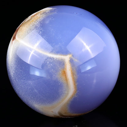 Nicedony 65mm Blue Chalcedony Hand Carved Crystal Sphere - View 17