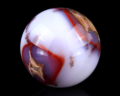 Nicedony 65mm Blue Chalcedony Hand Carved Crystal Sphere - #1100075