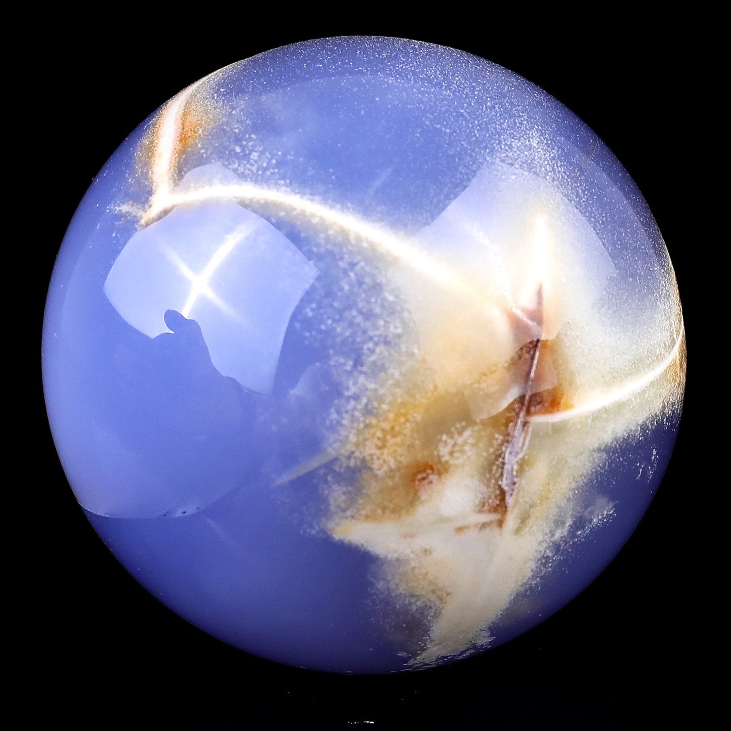 Nicedony 65mm Blue Chalcedony Hand Carved Crystal Sphere - View 12