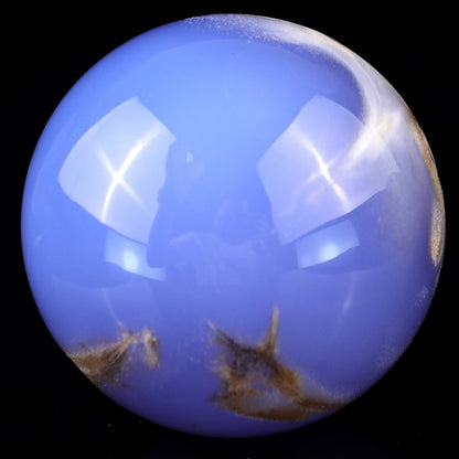 Nicedony 65mm Blue Chalcedony Hand Carved Crystal Sphere - View 8