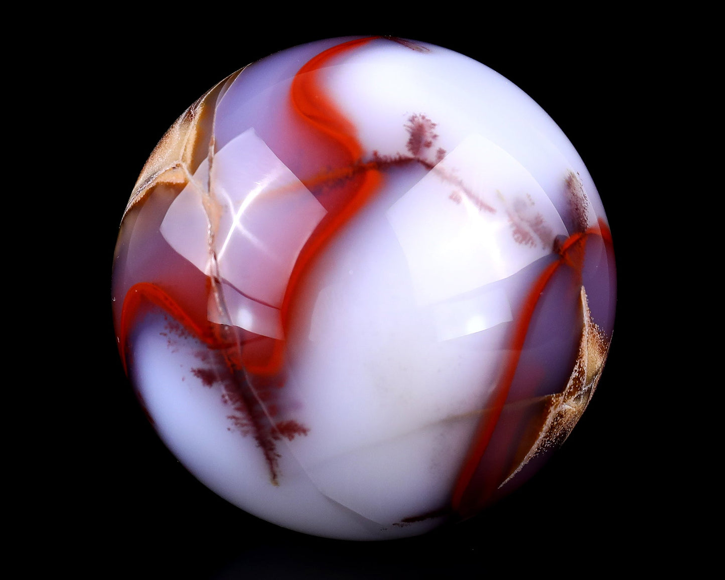 Nicedony 65mm Blue Chalcedony Hand Carved Crystal Sphere - #1100078