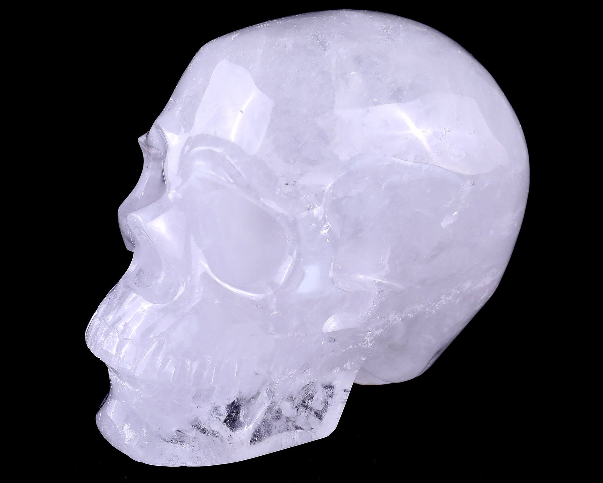 Nicedony 7.0" Angolan Quartz Rock Hand Carved Realistic Skull